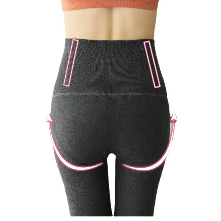 Women High Waist Fleece Leggings Black Fishbone Design