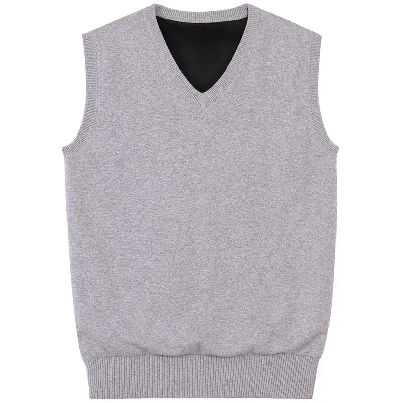 Winter Fleece V-Neck Men's Vest Solid Color - Image 4