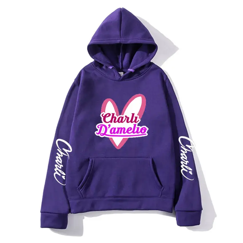 Orange Charli D'Amelio Hoodie Winter Casual Unisex
