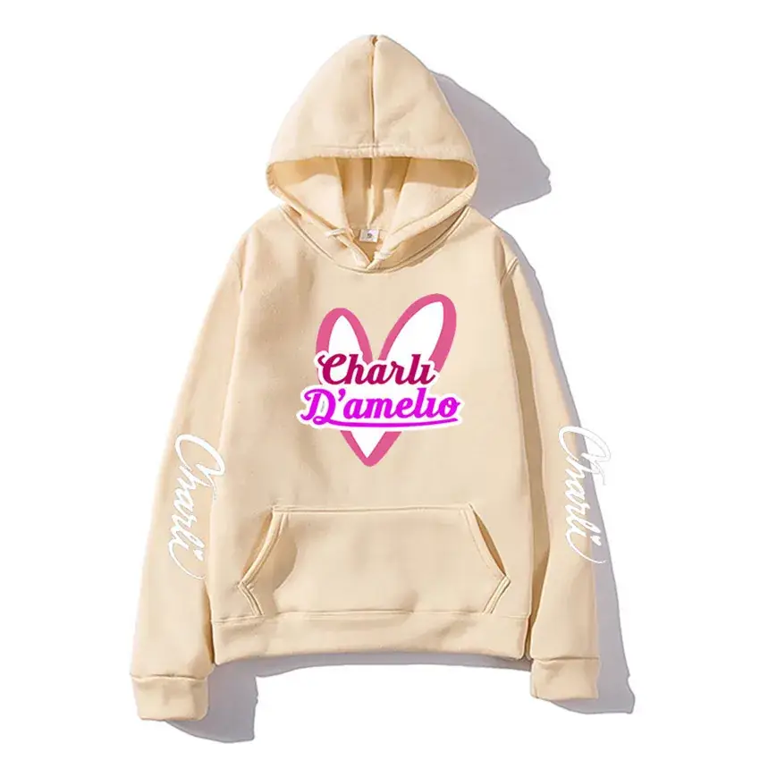 Orange Charli D'Amelio Hoodie Winter Casual Unisex