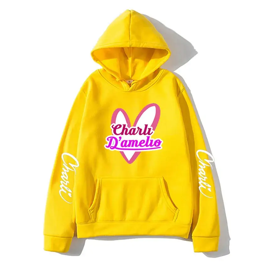 Orange Charli D'Amelio Hoodie Winter Casual Unisex
