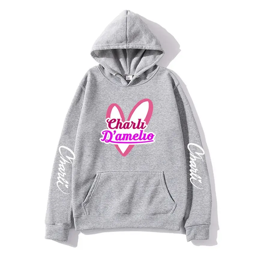 Orange Charli D'Amelio Hoodie Winter Casual Unisex