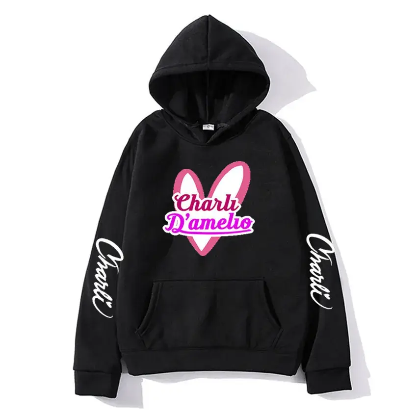 Orange Charli D'Amelio Hoodie Winter Casual Unisex