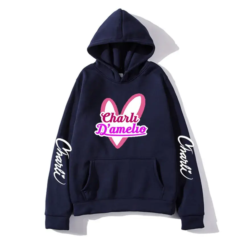 Orange Charli D'Amelio Hoodie Winter Casual Unisex
