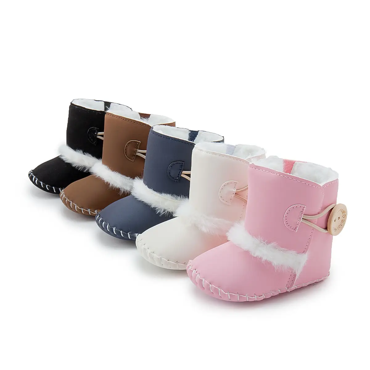 Black Velvet Winter Boots for Toddlers with Faux Fur Trim - Image 4