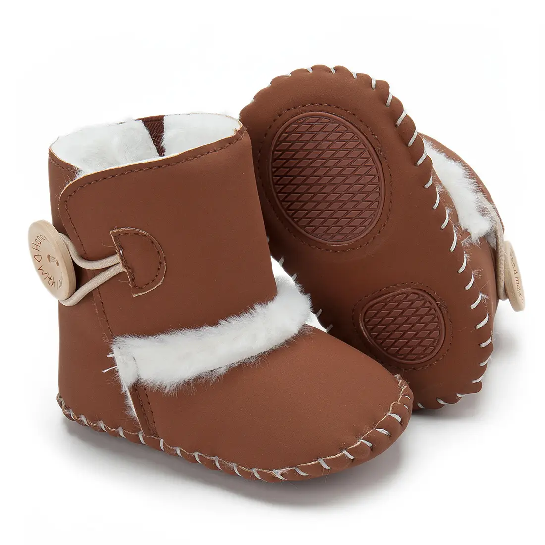 Black Velvet Winter Boots for Toddlers with Faux Fur Trim - Image 8