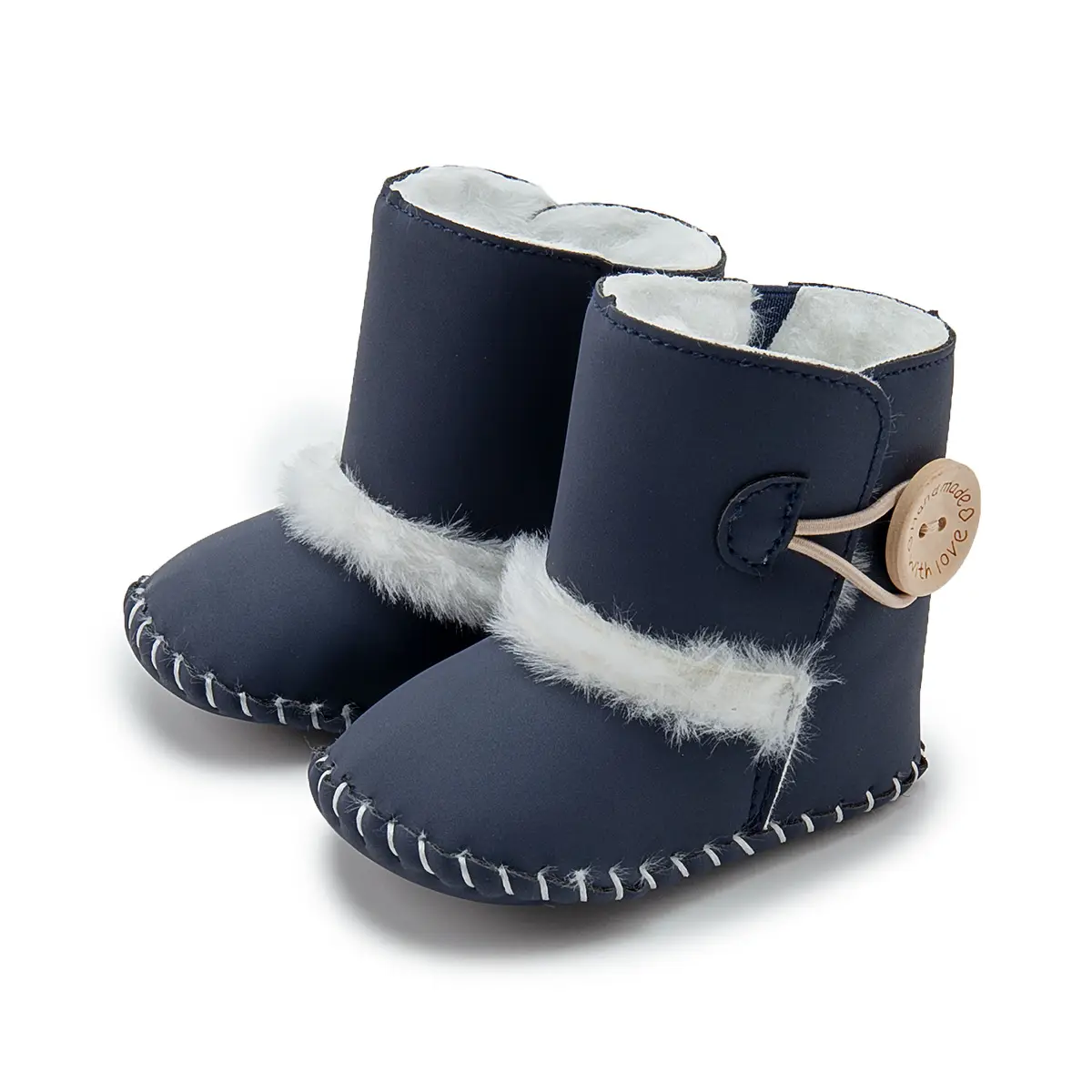 Black Velvet Winter Boots for Toddlers with Faux Fur Trim - Image 3