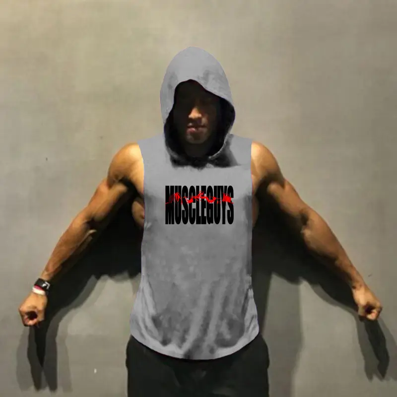 Men's Sleeveless Hooded T-Shirt Mug Cola Red Graphic