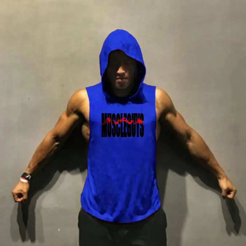 Men's Sleeveless Hooded T-Shirt Mug Cola Red Graphic