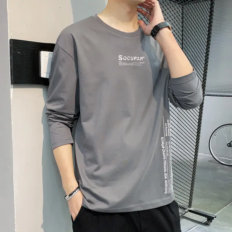 Men's Long Sleeve T-Shirt Light Blue Casual Wear - Image 3