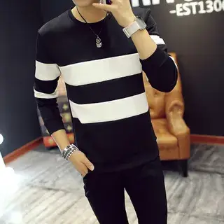 Men's Long Sleeve White T-Shirt Korean Style - Image 5