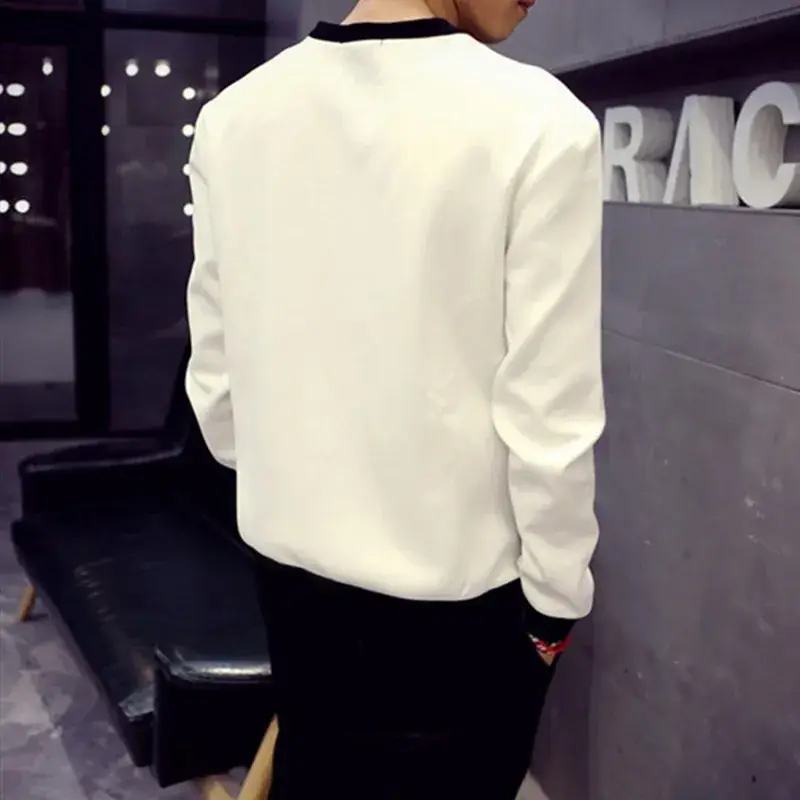 Men's Long Sleeve White T-Shirt Korean Style - Image 7