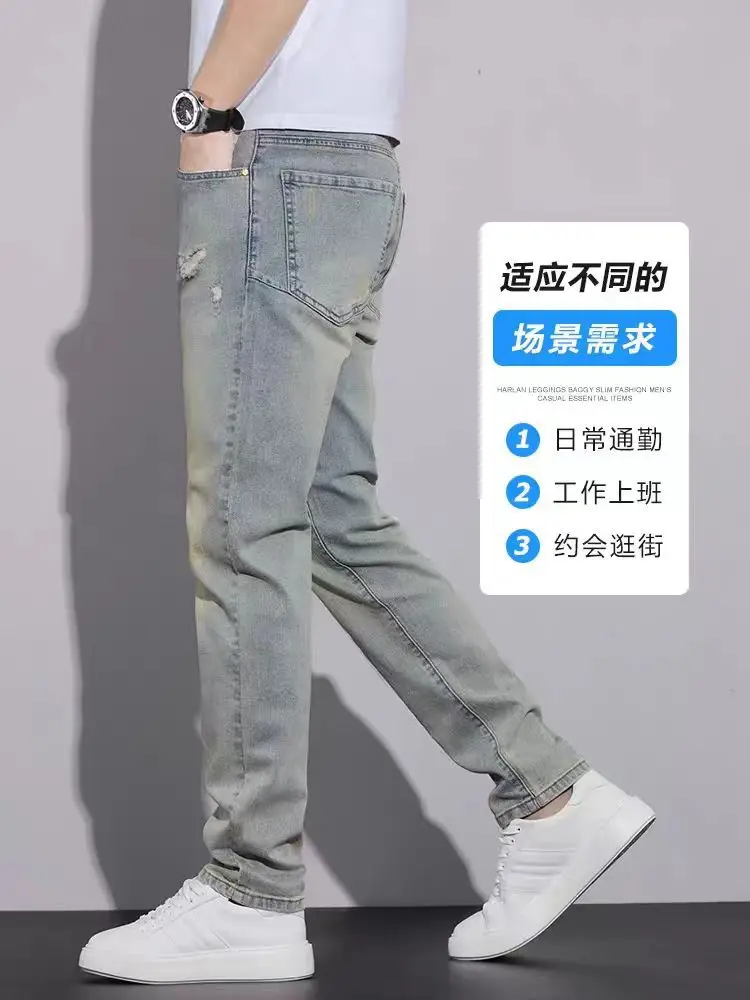 Men Skinny Slim Fit Jeans 2025 Washed Black - Image 11