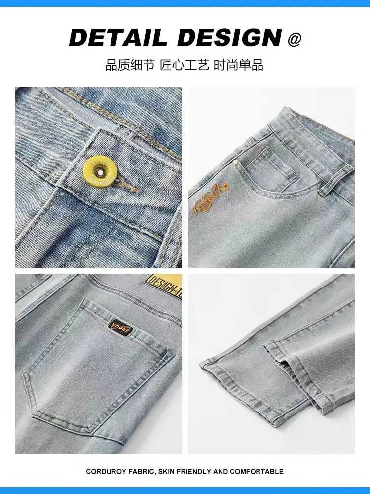 Men Skinny Slim Fit Jeans 2025 Washed Black - Image 13
