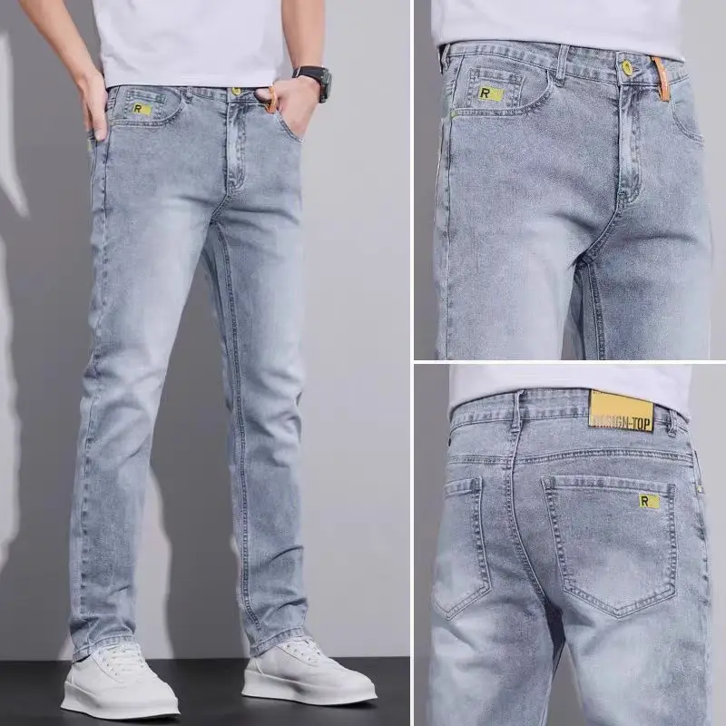 Men Skinny Slim Fit Jeans 2025 Washed Black - Image 5