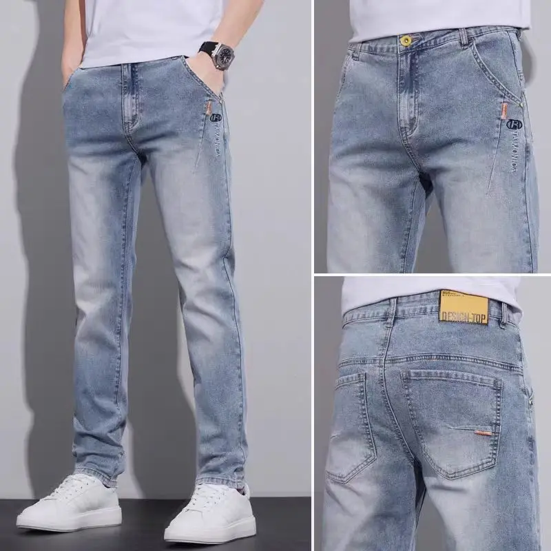 Men Skinny Slim Fit Jeans 2025 Washed Black - Image 7