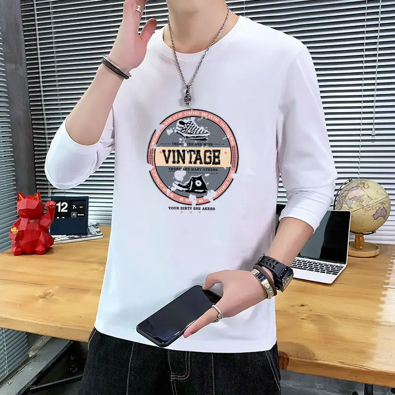 Men Black Vintage Graphic Long Sleeve T-Shirt - Image 5