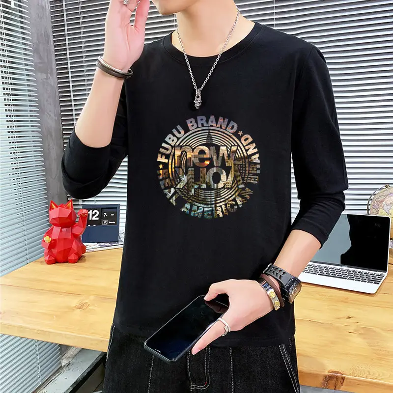 Men Black Vintage Graphic Long Sleeve T-Shirt - Image 8
