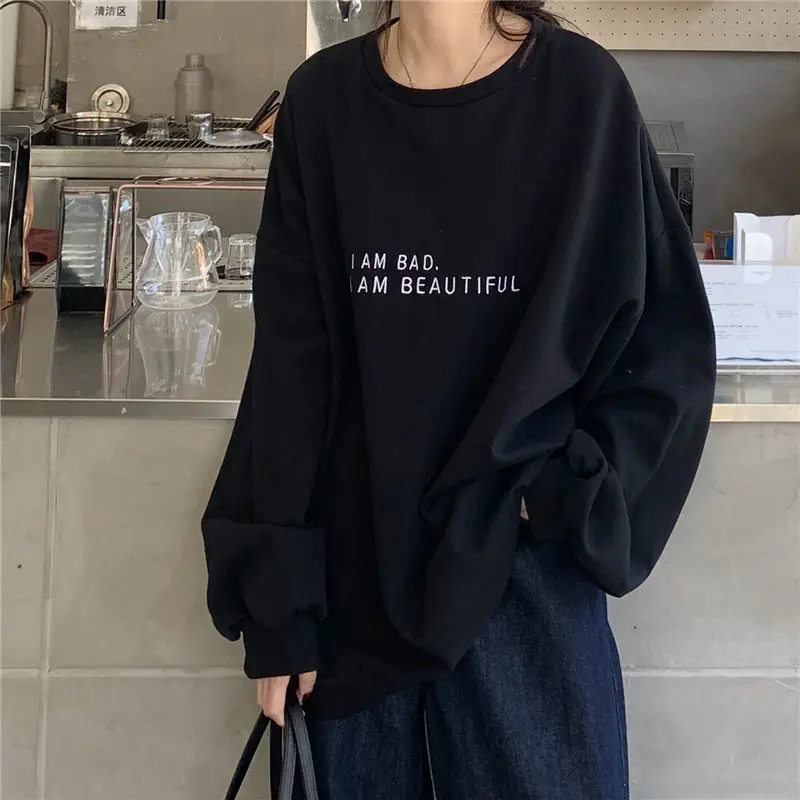 Women's Teal Sweatshirt "I Am Bad" Loose Fit - Image 17