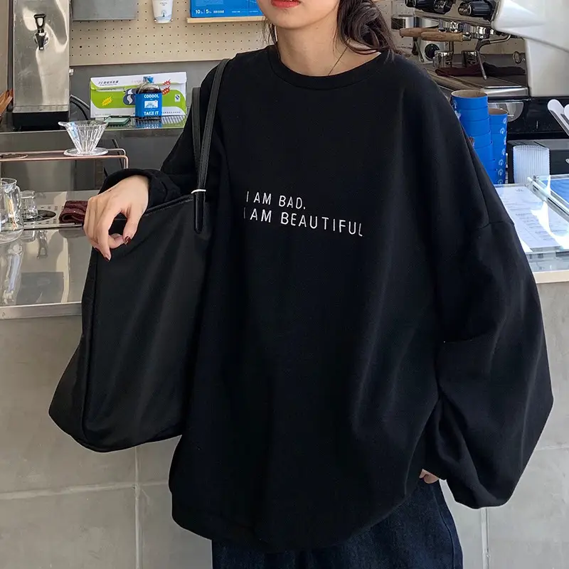 Women's Teal Sweatshirt "I Am Bad" Loose Fit - Image 18