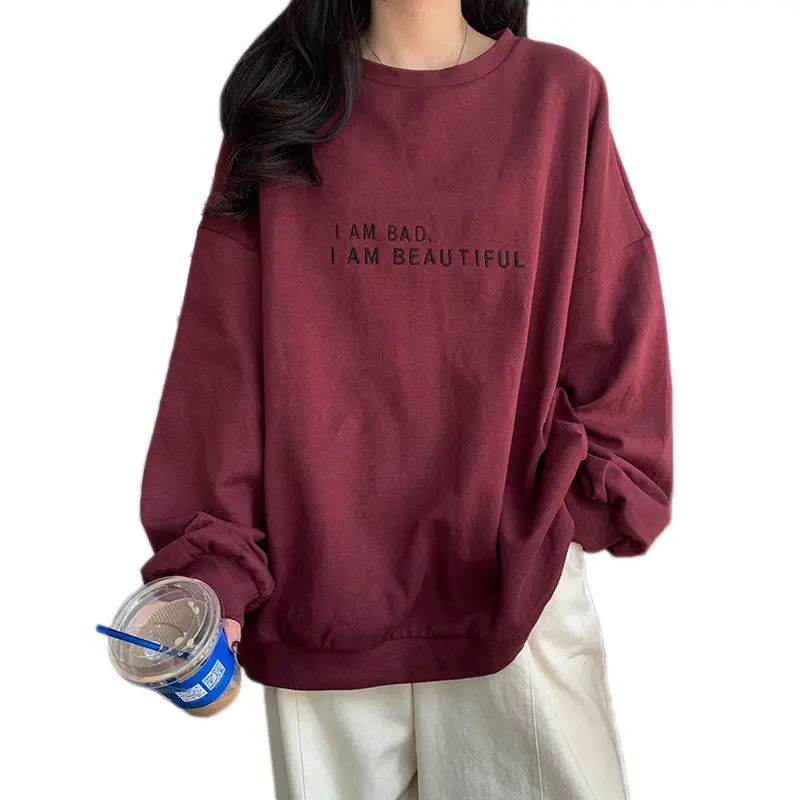 Women's Teal Sweatshirt "I Am Bad" Loose Fit - Image 19