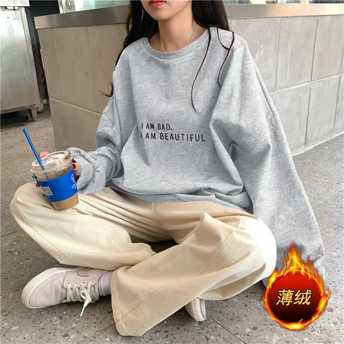 Women's Teal Sweatshirt "I Am Bad" Loose Fit - Image 13
