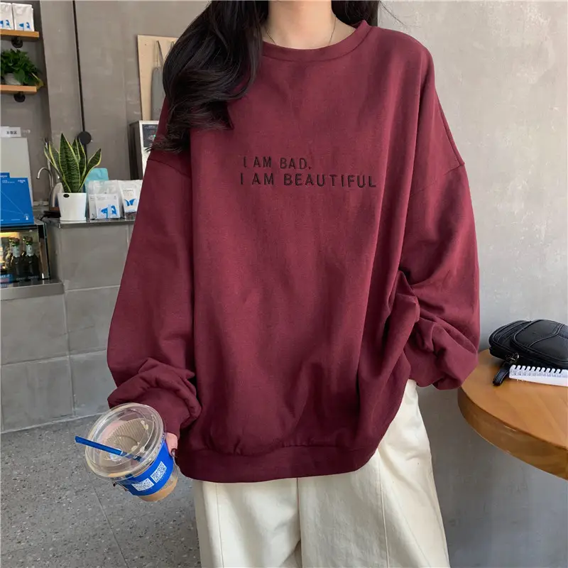 Women's Teal Sweatshirt "I Am Bad" Loose Fit - Image 2