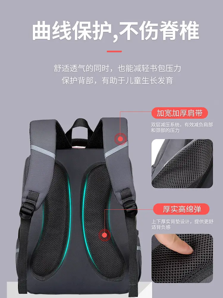 Oudel's New Spine-Protecting Schoolbag for Primary School Students, Lightweight and Large-Capacity Backpack for Children in Grades 1-6, Wholesale