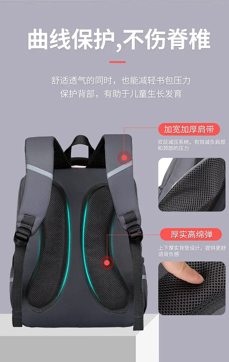 Oudel's New Spine-Protecting Schoolbag for Primary School Students, Lightweight and Large-Capacity Backpack for Children in Grades 1-6, Wholesale — feature 9