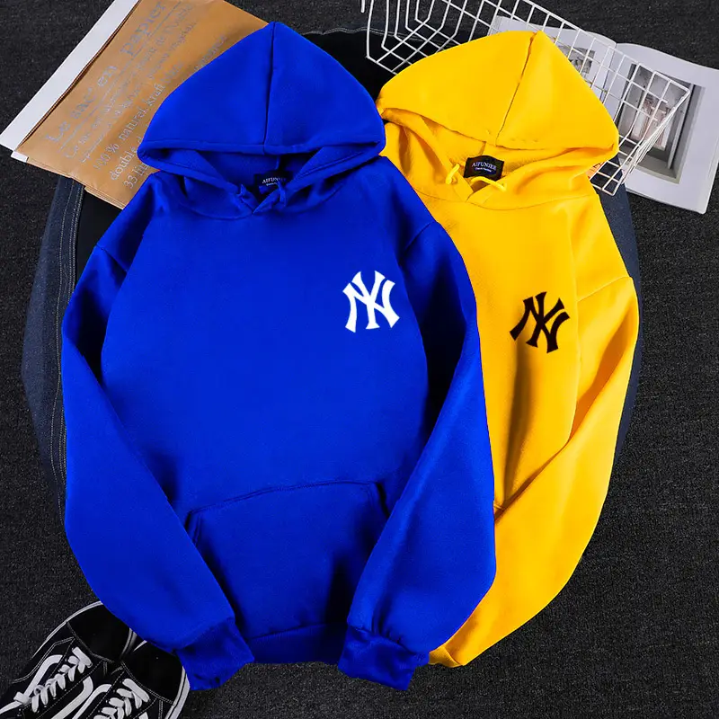 Women Korean Style Yellow NY Logo Hoodie 2024 Winter Casual - Image 14
