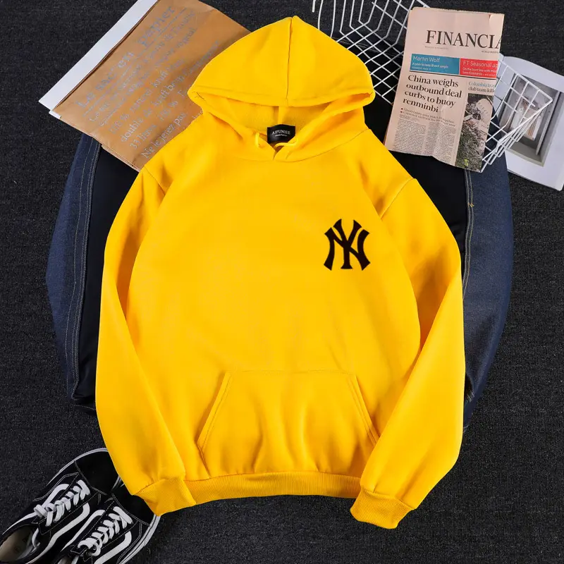 Women Korean Style Yellow NY Logo Hoodie 2024 Winter Casual — feature 8