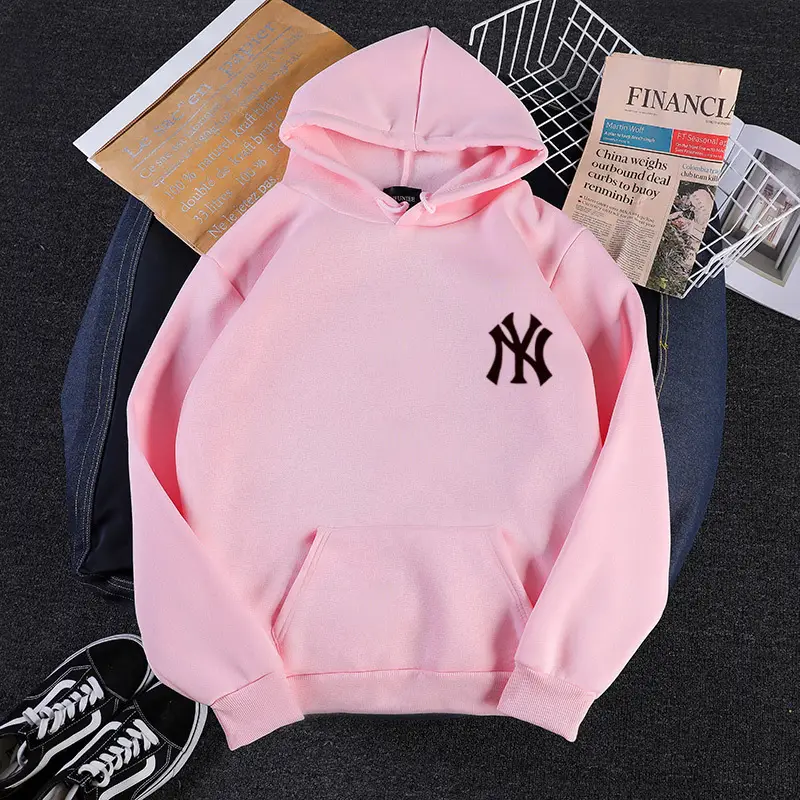 Women Korean Style Yellow NY Logo Hoodie 2024 Winter Casual — feature 9