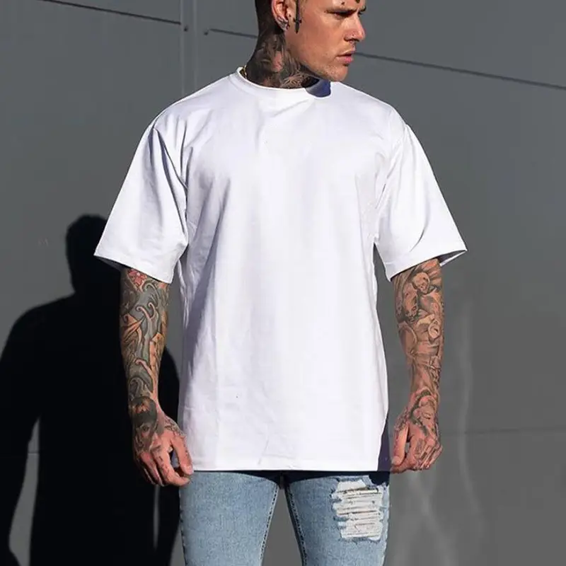 Men White Loose Fit T-Shirt Short Sleeve - Image 6