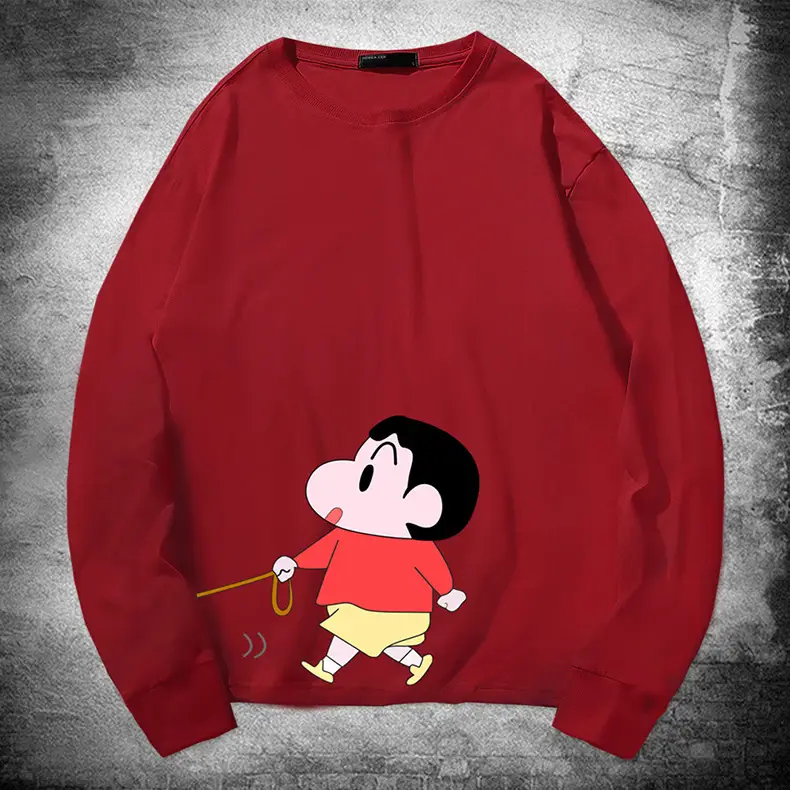Men Women Red Cotton Anime Crayon T-Shirt