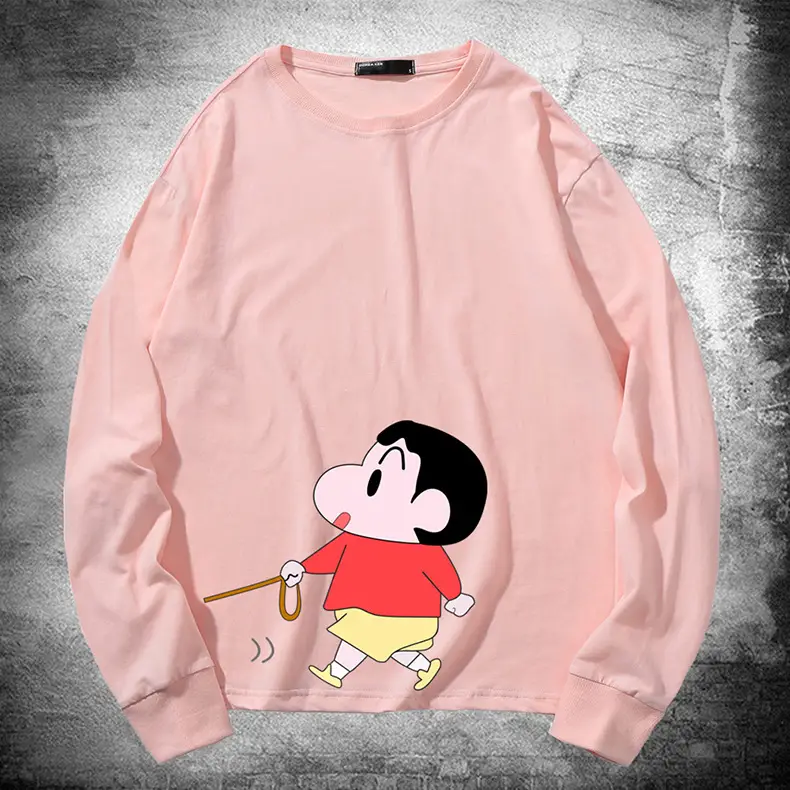 Men Women Red Cotton Anime Crayon T-Shirt