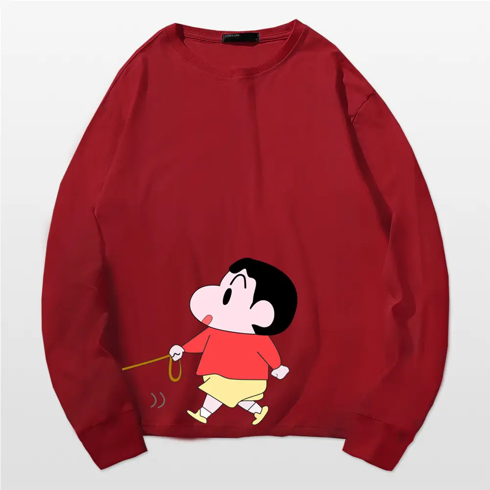 Men Women Red Cotton Anime Crayon T-Shirt
