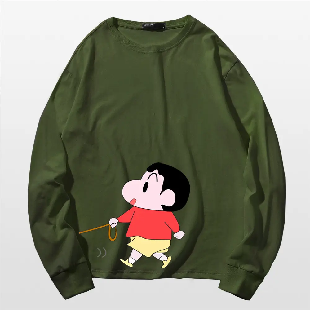 Men Women Red Cotton Anime Crayon T-Shirt