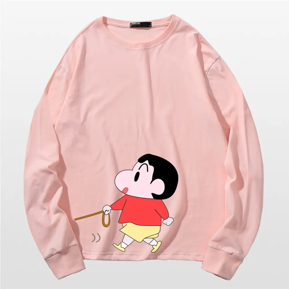 Men Women Red Cotton Anime Crayon T-Shirt