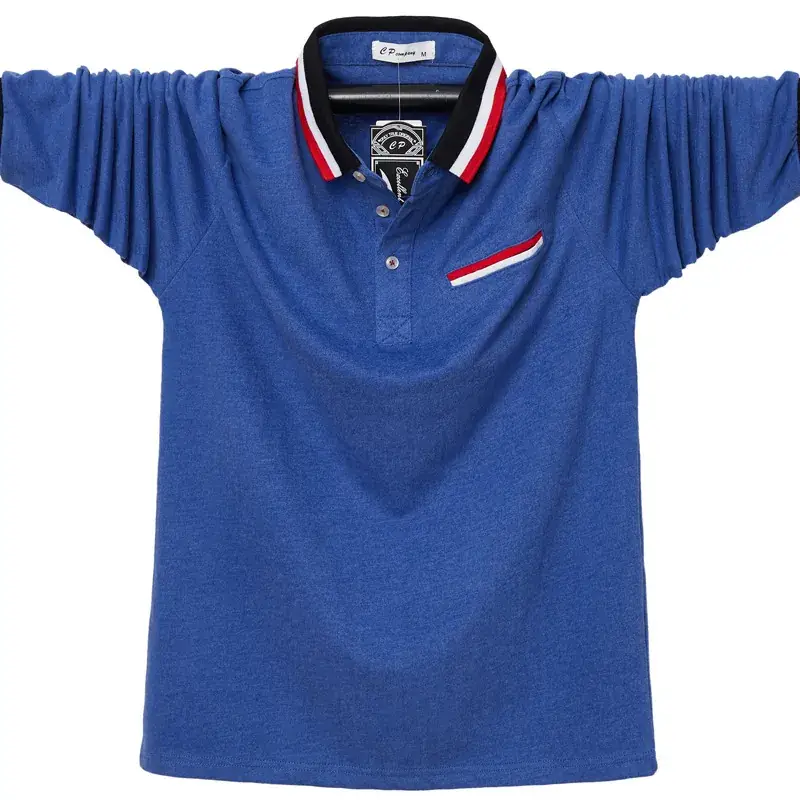 Men Blue Polo Shirt with Red White Trim