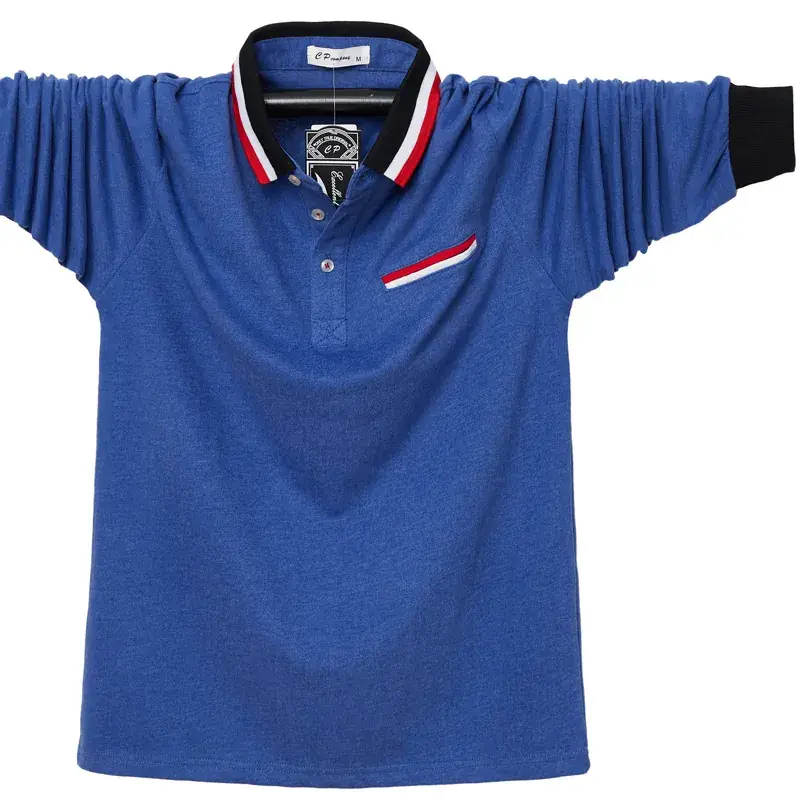 Men Blue Polo Shirt with Red White Trim