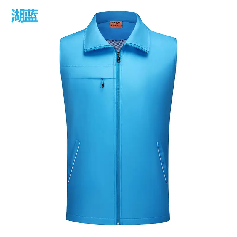 Men Orange Full Zip Vest with Logo Print - Image 5