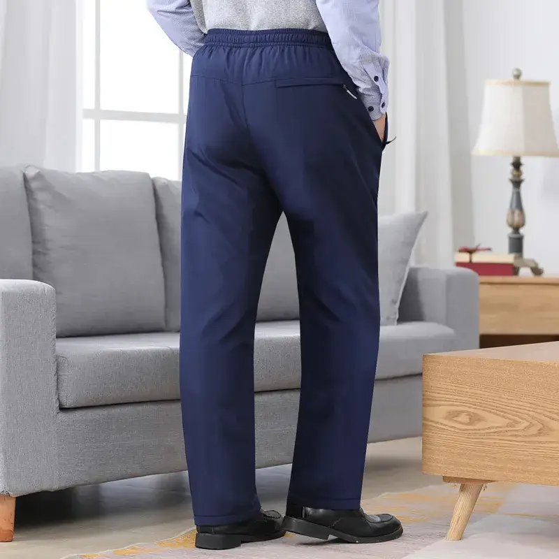 Autumn Winter Padded Navy Velvet Pants for Men
