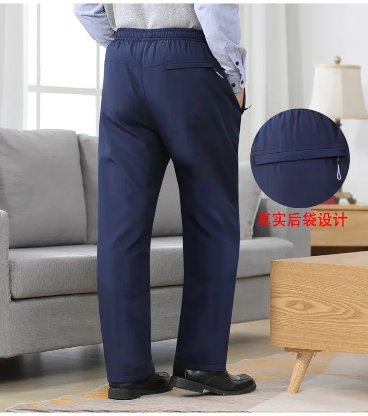 Autumn Winter Padded Navy Velvet Pants for Men — feature 11