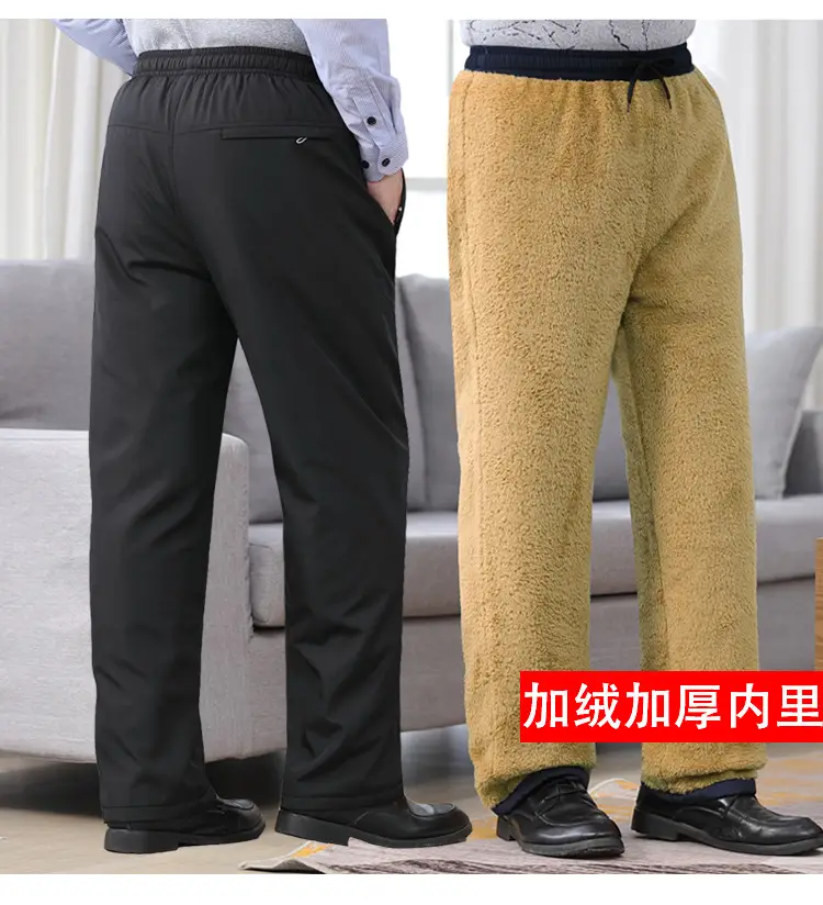 Autumn Winter Padded Navy Velvet Pants for Men — feature 5