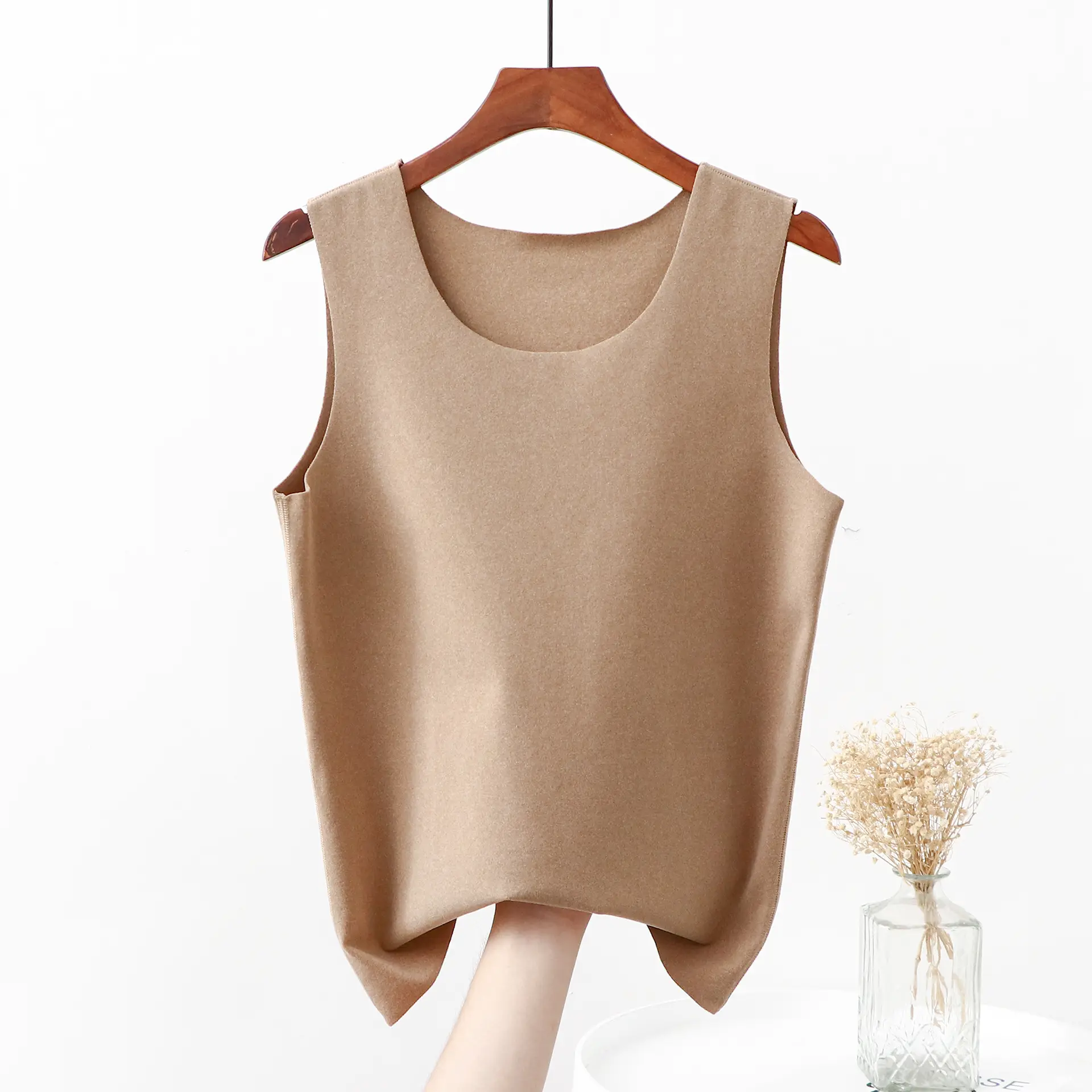 Black Sleeveless V-Neck Warm Vest for Women - Image 4
