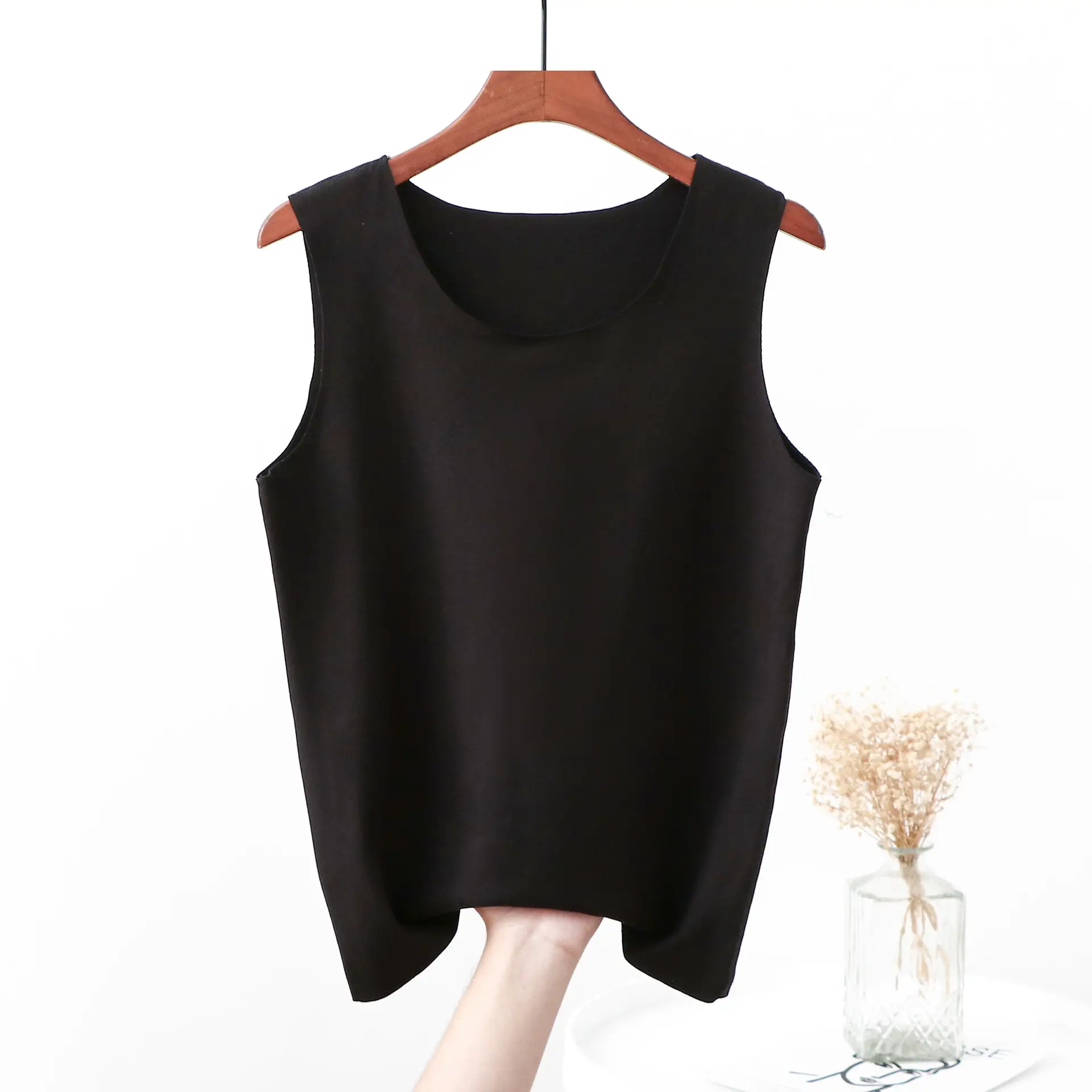 Black Sleeveless V-Neck Warm Vest for Women - Image 2