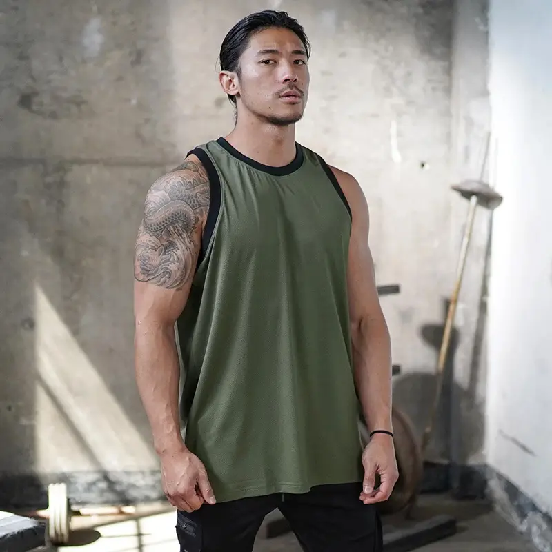 Men's Back Printed Waistcoat Vest Black Quick Dry - Image 6