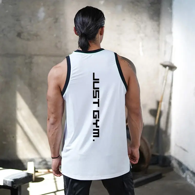 Men's Back Printed Waistcoat Vest Black Quick Dry - Image 8
