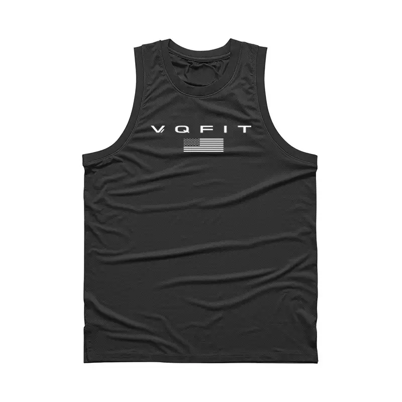 Men's Black Muscle Waistcoat Vest Gym Training
