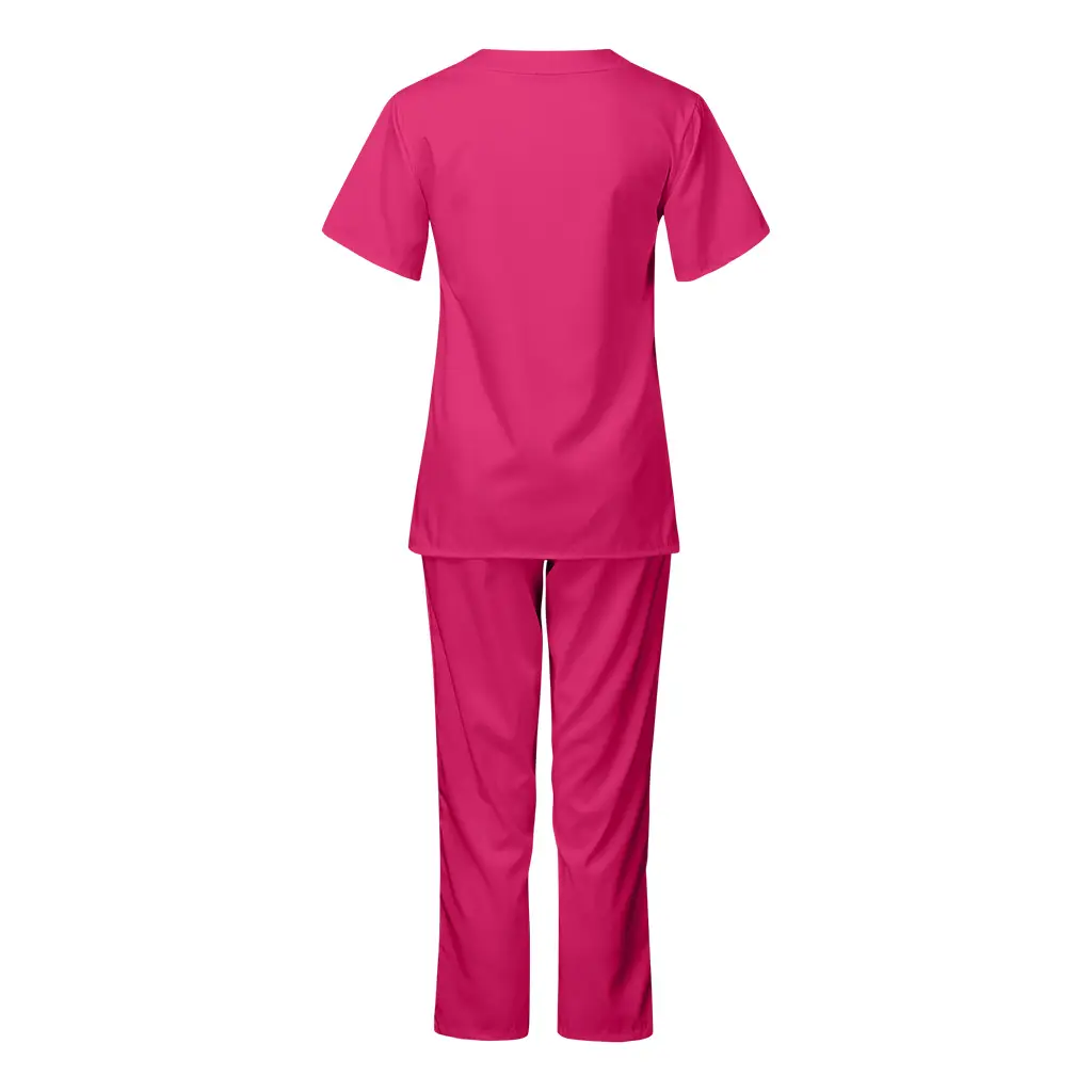 Pink V-Neck Scrub Suit for Medical Staff — feature 21